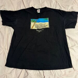 Disney Black Short-Sleeve Tee with Hawaii Beach Graphic